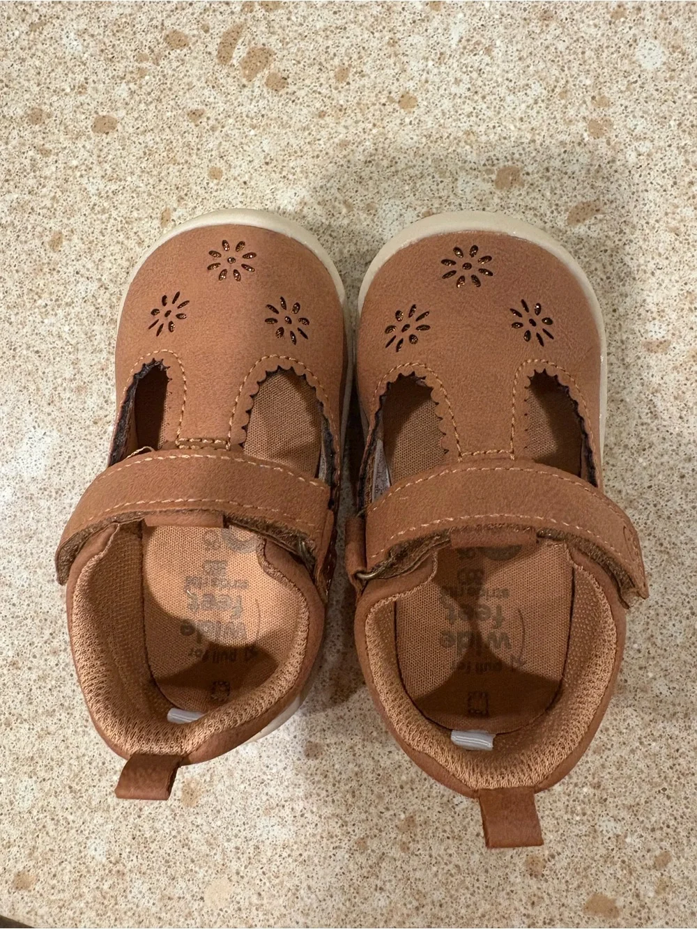 Stride Rite Brown Toddler Mary Jane Shoes with Floral Cutouts
